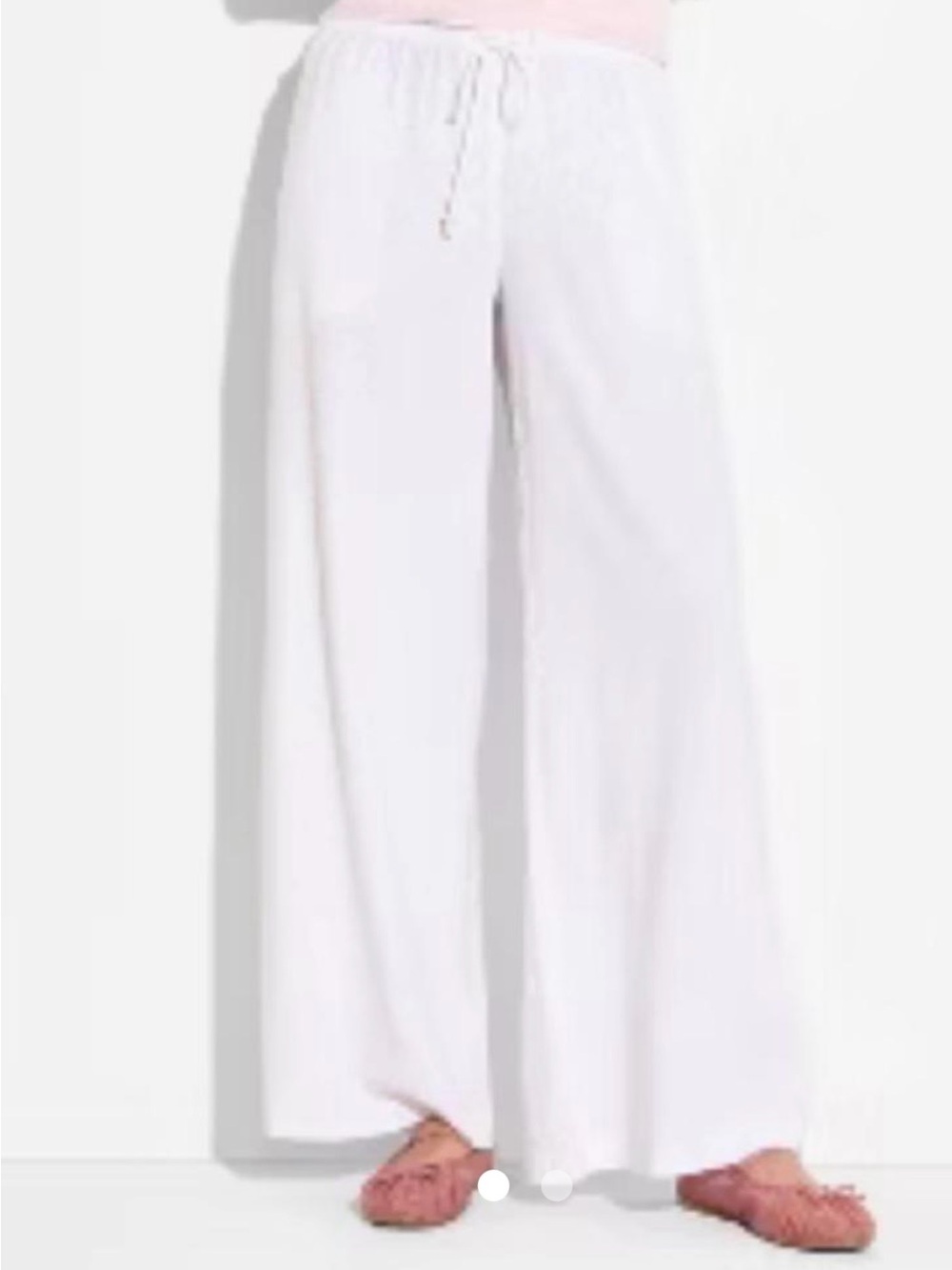 Wild Fable White Wide-Leg Drawstring Linen Lounge Pants